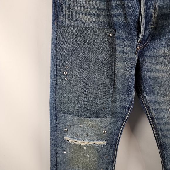 Levis 501 Womens Distressed Button Fly Slim Leg High Rise Stud Accents 32x30 NWT - Picture 7 of 16